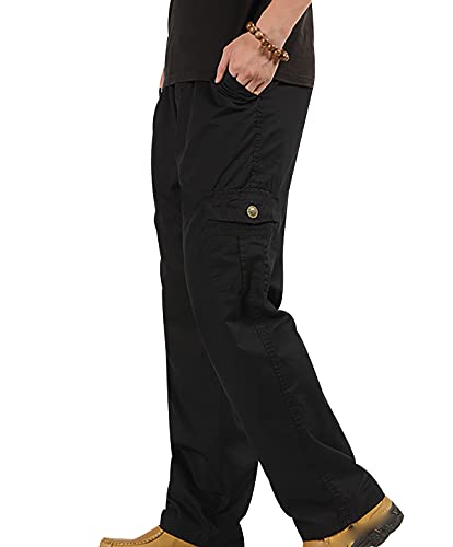 Cargohose Herren Freizeithose Herren Lang Cargo Hose Mens Cargo Pants Herr Cargo-Hosen Cargo-Hose Combat Cargo Cargo+Pants Hose Cargo Männer Hosen Cargo Pant Baggy Weite Herren-Cargohosen Schwarz XXL von Peuignao