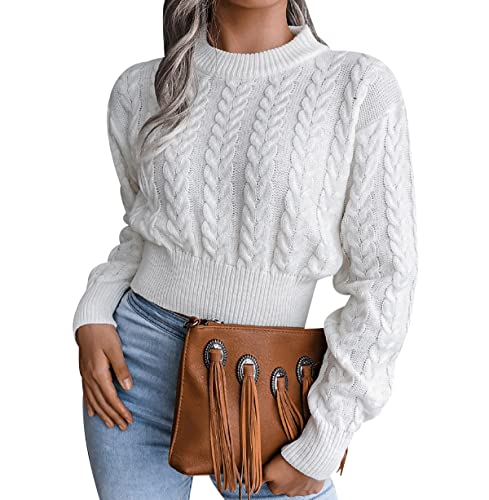Crop Pullover Damen Strickpullover Damen Zopfmuster Dünne Cropped Pullover Damen Strick Pulli Sweater Süße Kurzer Zopfstrick Pullover Frauen Strickpulli Pullis Gestrickter Pullover Damen Herbst Weiß M Crop Pullover Damen Strickpullover Damen Zopfmuster Dünne Cropped Pullover Damen Strick Pulli Sweater Süße Kurzer Zopfstrick Pullover Frauen Strickpulli Pullis Gestrickter Pullover Damen Herbst Weiß M von Peuignao