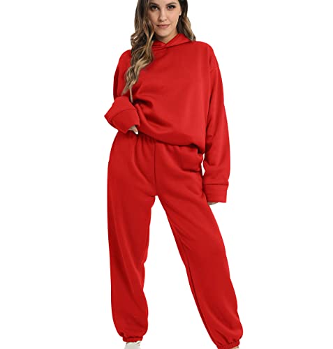 Damen Jogginganzug Trainingsanzug Freizeitanzug 2 Teiler 2Pac Damen Jogginganzug Loungewear Damen Set Tracksuit Women Hausanzug Jogginganzüge Frauen Sport Trainingsanzüge Damen Große Größen Rot L von Peuignao
