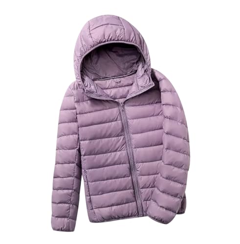 Daunenjacke Damen Leicht Leichte Dünne Daunenjacke Ultraleichte Daunen Steppjacke Daunenmantel Damen Puffer Jacket Damen mit Kapuze Winter Down Jacket Women Soft Warme Puffer Mantel Damen Violett XL von Peuignao