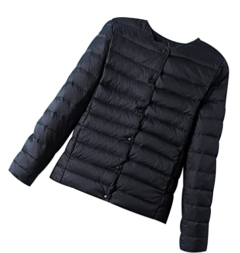 Daunenjacke Damen Leicht Packbar Puffer Jacke Leichte Steppjacke Damen Federleichte Dünne Packbare Daunenmantel Damen Leichter Steppmantel Puffer Mantel Down Jacket Daunen Warme Pufferjacke Schwarz M von Peuignao