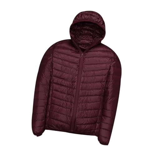 Daunenjacke Herren Leicht Puffer Jacke Leichte Steppjacke Herren Leicht Daunenmantel Herren Mens Puffer Down Jacket Men Daunen Dünne Steppmantel Männer Packbare Daunenjacke Down Coat Herren Rot 4XL von Peuignao