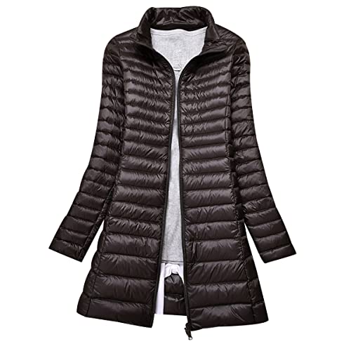 Daunenmantel Damen Lang Leichte Daunenjacke Damen Leicht Packbar Puffer Jacke Steppjacke Damen Übergangsjacke Federleichte Puffer Mantel Leichter Steppmantel Down Jacket Daunen Pufferjacke Grün 3XL von Peuignao