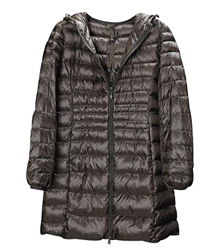 Daunenmantel Damen Lang Leichte Daunenjacke Damen Leicht Puffer Jacke Steppjacke Damen Übergangsjacke Puffer Mantel Leichter Steppmantel Winter Down Jacket Daunen Women Pufferjacke Kaputze Grün 7XL von Peuignao