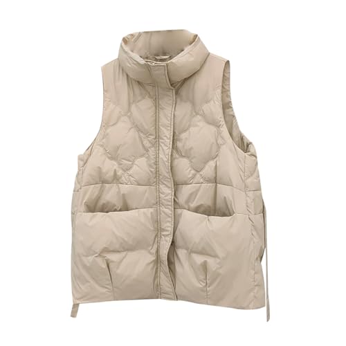 Daunenweste Damen Leicht Leichte Ärmellose Daunen Steppweste Daunenweste Daunenjacke Damen Leicht Jacke Ärmellos Puffer Weste Stepp Damen Aermellose Gesteppte Weste Damen Quilted Vest Women Khaki von Peuignao