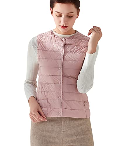 Daunenweste Damen Leicht Leichte Steppweste Damen Puffer Weste Daunen Damen Daun Weste Ärmellose Daunenjacke Jacke Ärmellos Damen Westen Frauen Stepp Weste Damenweste Down Vest Women Oversize Rosa XXL von Peuignao