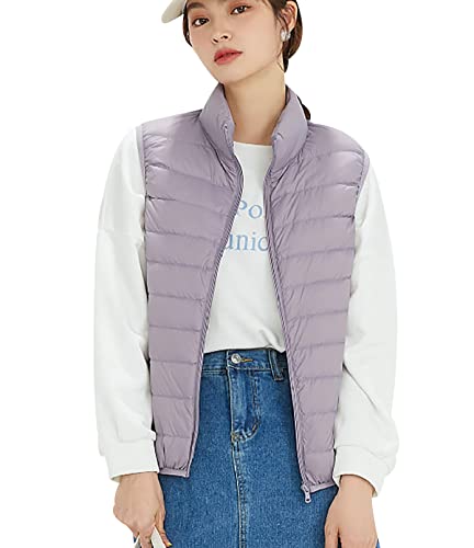 Daunenweste Damen Leicht Leichte Steppweste Damen Puffer Weste Daunen Damen Daun Weste Ärmellose Daunenjacke Jacke Ärmellos Westen Frauen Stepp Damen Weste Down Vest Women Große Größen Violett 4XL von Peuignao