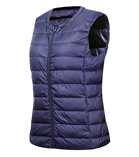 Daunenweste Damen Leicht Leichte Steppweste Damen Puffer Weste Daunen Damen Daun Weste Ärmellose Daunenjacke Jacke Damenwesten Ärmellos Westen Frauen Stepp Damen Weste Oversize Große Größen Blau 5XL von Peuignao