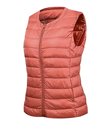 Daunenweste Damen Leicht Leichte Steppweste Damen Puffer Weste Daunen Damen Daun Weste Ärmellose Daunenjacke Jacke Damenwesten Ärmellos Westen Frauen Stepp Damen Weste Oversize Große Größen Rosa 6XL von Peuignao