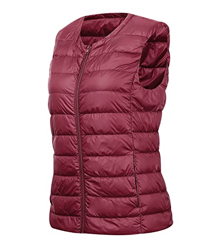 Daunenweste Damen Leicht Leichte Steppweste Damen Puffer Weste Daunen Damen Daun Weste Ärmellose Daunenjacke Jacke Damenwesten Ärmellos Westen Frauen Stepp Damen Weste Oversize Große Größen Rot 5XL von Peuignao