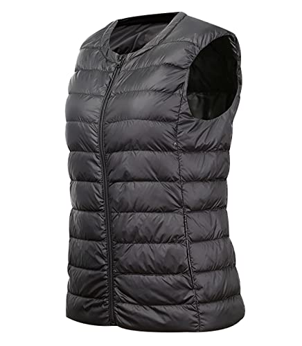 Daunenweste Damen Leicht Leichte Steppweste Damen Puffer Weste Daunen Damen Daun Weste Ärmellose Daunenjacke Jacke Damenwesten Ärmellos Westen Stepp Damen Weste Oversize Große Größen Schwarz 4XL von Peuignao