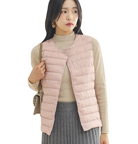Daunenweste Damen Puffer Weste Damen Leichte Ärmellose Steppweste Damen Leicht Daun Weste Daunen Damen Winter Stepp Damen Weste Puffer Warme Mantel Jacke Ärmellos Damen Daunen Westen Frauen Rosa von Peuignao