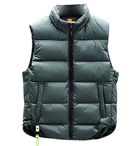 Daunenweste Herren Ärmellose Winterweste Jacke Ärmellos Herren Steppweste Westen Männer Warme Oversize Armellose Puffer Weste Herren Winter Herrenwesten Übergrößen Outdoor Steppjacke Herren Grün 5XL von Peuignao