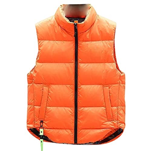 Daunenweste Herren Ärmellose Winterweste Jacke Ärmellos Herren Steppweste Westen Männer Warme Oversize Armellose Puffer Weste Herren Winter Herrenwesten Übergrößen Outdoor Steppjacke Herren Orange 5XL von Peuignao