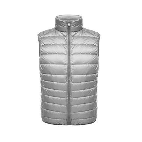 Daunenweste Herren Leichte Ärmellose Steppweste Herren Leicht Downen Weste Daunen Ärmellos Herren Gilet Winterweste Step Westen Für Männer Jacke Ohne Ärmel Übergrößen Daun Wattierte Weste Grau 3XL von Peuignao