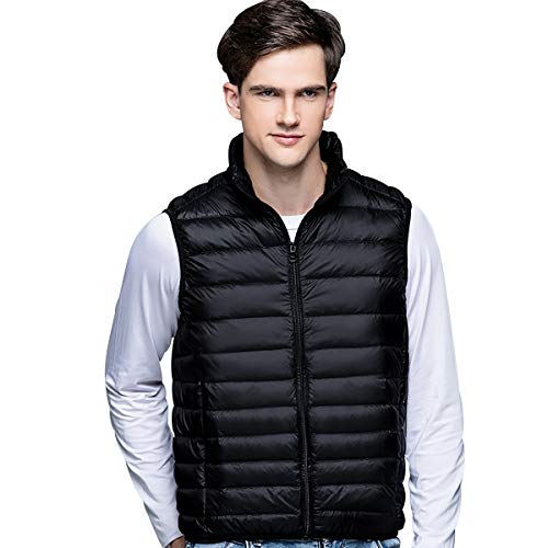 Daunenweste Herren Leichte Ärmellose Steppweste Herren Leicht Downen Weste Daunen Ärmellos Herren Winter Gilet Winterweste Step Westen Für Männer Jacke Ohne Ärmel Herren Daun Wattierte Weste Schwarz L von Peuignao