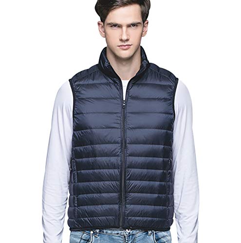 Daunenweste Herren Leichte Ärmellose Steppweste Herren Leicht Downen Weste Daunen Ärmellos Herren Winter Winterweste Step Westen Für Männer Jacke Ohne Ärmel Herren Daun Wattierte Weste Marine 2XL von Peuignao