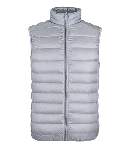 Daunenweste Herren Puffer Weste Herren Leichte Steppweste Herren Leicht Ärmellose Jacke Ärmellos Herren Daun Westen Männer Winterweste Wattierte Downen Weste Herren Daunen Outdoor Winter Silber M von Peuignao