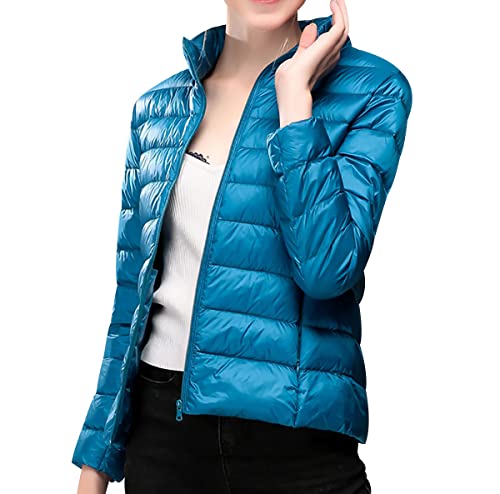 Federleichte Daunenjacke Damen Leichte Steppjacke Damen Leicht Puffer Jacke Mantel Daunenmantel Leichter Steppmantel Damen Down Jacket Women Gesteppte Jacke Daunen Ultraleicht Faltbar Damen Blau von Peuignao