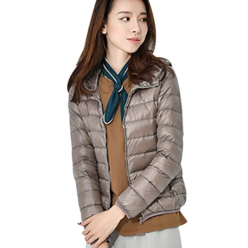 Federleichte Daunenjacke Damen Leichte Steppjacke Damen Leicht Puffer Jacke Mantel Daunenmantel Leichter Steppmantel Damen Down Jacket Women Gesteppte Jacke Daunen Ultraleicht Faltbar Damen Khaki von Peuignao