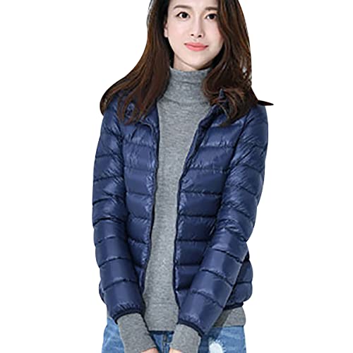 Federleichte Daunenjacke Damen Leichte Steppjacke Damen Leicht Puffer Jacke Mantel Daunenmantel Leichter Steppmantel Damen Down Jacket Women Gesteppte Jacke Daunen Ultraleicht Faltbar Damen Marine von Peuignao