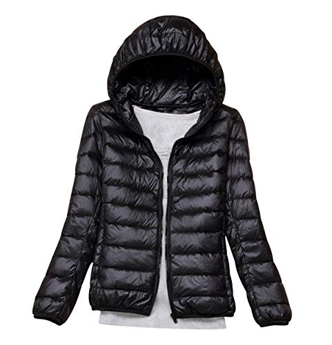 Federleichte Daunenjacke Damen Leichte Steppjacke Damen Leicht Puffer Jacke Mantel Daunenmantel Leichter Steppmantel Damen Down Jacket Women Gesteppte Jacke Daunen Ultraleicht Faltbar Damen Schwarz von Peuignao