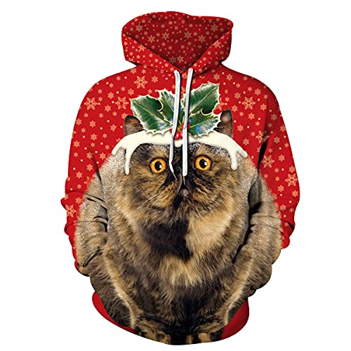 Hässlicher Weihnachtspullover Herren Damen Hässliche Lustige Weihnachtspulli Ugly Christmas Hoodie Weihnacht Pullover Pulli Weihnachts Sweatshirt Weihnachten Häßliche Weihnachtspullis Witzige Süße XL von Peuignao