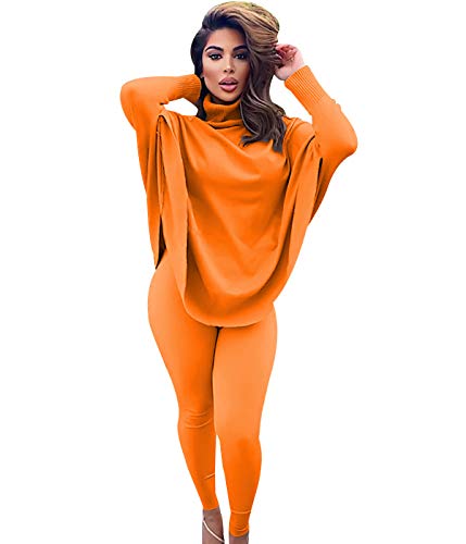 Hausanzug Damen Loungewear Damen Set Freizeitanzug Homewear Lounge Anzug Freizeitanzüge Zweiteiler Jumpsuit Frauen Hausanzüge Trainingsanzug 2 Teiler Damen Jogginganzug Trainingsanzüge Orange XXL von Peuignao