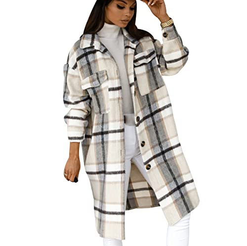 Hemdjacke Damen Kariert Lang Kariertes Hemd Damen Shacket Langes Hemd Jacke Flanell Damen Oversized Karierte Karo Hemdjacke Flannel Hemd Karriert Frauen Oversize Frühling Hemd Locker Damen Weiß Grau L Hemdjacke Damen Kariert Lang Kariertes Hemd Damen Shacket Langes Hemd Jacke Flanell Damen Oversized Karierte Karo Hemdjacke Flannel Hemd Karriert Frauen Oversize Frühling Hemd Locker Damen Weiß Grau L von Peuignao