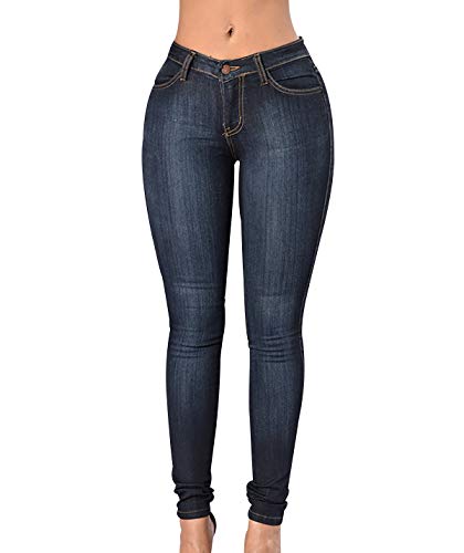 High Waist Jeans Damen Jeanshosen Damen Skinny Jeans Hose Hohe Taille Damen Denim Jeans Relaxed Lang Damen Stretch Enge Slim Fit Fitness Jeans Leggings Frauen Große Größe Übergröße Lässige Blau 3XL von Peuignao