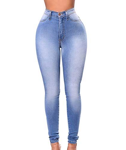 High Waist Jeans Damen Jeanshosen Damen Skinny Jeans Hose Hohe Taille Damen Denim Jeans Relaxed Lang Damen Stretch Enge Slim Fit Fitness Jeans Leggings Frauen Große Größe Übergröße Lässige Blau 3XL von Peuignao