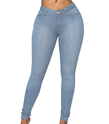 High Waist Jeans Damen Jeanshosen Damen Skinny Jeans Hose Hohe Taille Damen Denim Jeans Relaxed Lang Damen Stretch Enge Slim Fit Fitness Jeans Leggings Frauen Große Größe Übergröße Modern Blau 2XL von Peuignao