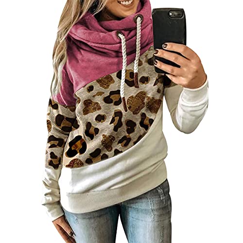 Hoodie Damen Oversize Leoparden Camouflage Kapuzen Sweatshirt Damen Hoodies für Damen Leopard Pullover Hoodys Frauen Hoody Damen Mit Kapuze Kapuzenpullover Übergroßer Pulli Damen Übergröße Rosa L von Peuignao