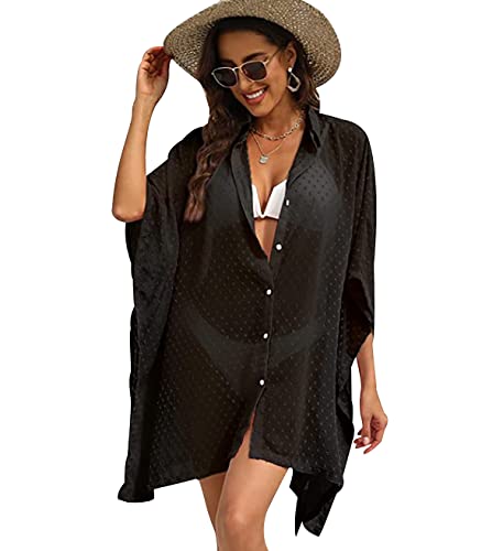 Kimono Cardigans for Women Plus Size Ladies Long Chiffon Kimono Cardigan Kimono Damen Strand Bluse Bathing Suit Bikini Cover Up Pool Swim Beach Swimsuit Cover Up for Women Strandcardigan Schwarz XXL von Peuignao