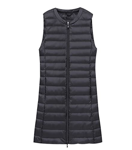 Lange Daunenweste Damen Leicht Lang Leichte Steppweste Damen Puffer Weste Daunen Damen Daun Weste Ärmellose Daunenjacke Jacke Damenwesten Ärmellos Westen Stepp Damen Weste Damenweste Schwarz XXL von Peuignao