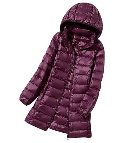 Lange Leichte Daunenjacke Damen Steppjacke Damen Lang Leicht Puffer Jacke Mantel Langer Daunenmantel Lang Leichter Steppmantel Damen Down Jacket Women Gesteppte Jacke Daunen Damen Ultraleichte Violett von Peuignao