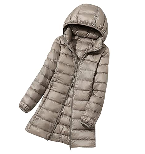 Lange Leichte Daunenjacke Damen Steppjacke Damen Lang Leicht Puffer Jacke Mantel Langer Daunenmantel Lang Leichter Steppmantel Damen Down Jacket Women Gesteppte Jacke Daunen Damen Ultraleichte Grau von Peuignao