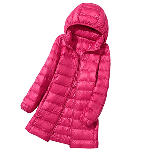 Lange Leichte Daunenjacke Damen Steppjacke Damen Lang Leicht Puffer Jacke Mantel Langer Daunenmantel Lang Leichter Steppmantel Damen Down Jacket Women Gesteppte Jacke Daunen Damen Ultraleichte Rosa von Peuignao