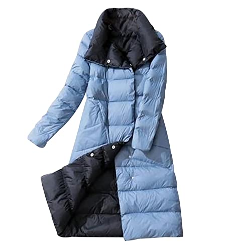 Leichte Daunenjacke Damen Lang Leicht Packbar Puffer Jacke Lightweight Steppjacke Daunenmantel Damen Puffer Mantel Leichter Steppmantel Winter Down Jacket Daunen Women Warme Pufferjacke Blau XL von Peuignao