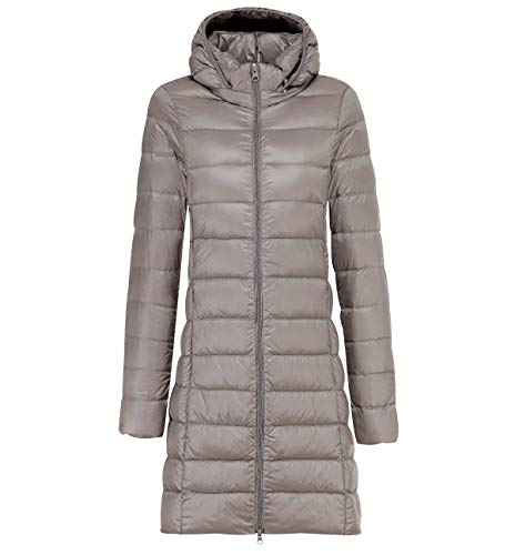 Leichte Daunenjacke Damen Lang Leichter Daunenmantel Damen Ultraleichte Daunenjacke Damen Lange Leicht Daunen Steppjacke Federleichte Daunenjacken Light Winter Daunen Mantel Für Frauen Khaki XL von Peuignao