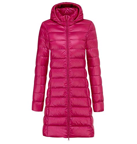 Leichte Daunenjacke Damen Lang Leichter Daunenmantel Damen Ultraleichte Daunenjacke Damen Lange Leicht Daunen Steppjacke Federleichte Daunenjacken Light Winter Daunen Mantel Für Frauen Rosa 2XL von Peuignao