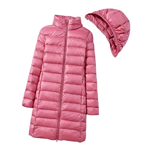 Leichte Daunenjacke Damen Lang Leichter Daunenmantel Damen Ultraleichte Daunenjacke Damen Packbar Lange Leicht Daunen Steppjacke Federleichte Daunenjacken Light Winter Daunen Mantel Für Frauen Rosa L von Peuignao