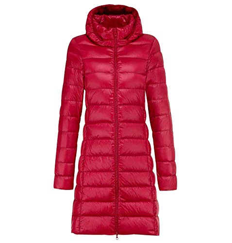 Leichte Daunenjacke Damen Lang Leichter Daunenmantel Damen Ultraleichte Daunenjacke Damen Packbar Lange Leicht Daunen Steppjacke Federleichte Daunenjacken Light Winter Daunen Mantel Für Frauen Rot M von Peuignao