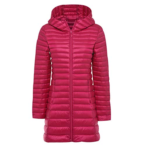 Leichte Daunenjacke Damen Lang Leichter Daunenmantel Damen Ultraleichte Daunenjacken Damen Packbar Lange Leicht Daunen Steppjacke Lightweight Steppmantel Federleichte Daunen Mantel Für Frauen Rosa M von Peuignao