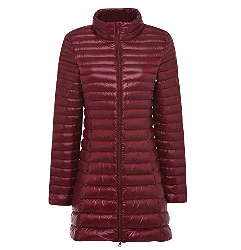 Leichte Daunenjacke Damen Lang Leichter Daunenmantel Damen Ultraleichte Daunenjacken Damen Packbar Lange Leicht Daunen Steppjacke Lightweight Steppmantel Federleichte Daunen Mantel Für Frauen Rot L von Peuignao
