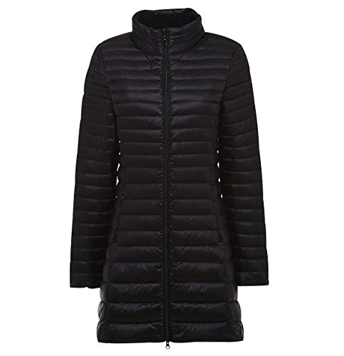 Leichte Daunenjacke Damen Lang Leichter Daunenmantel Damen Ultraleichte Daunenjacken Damen Packbar Lange Leicht Steppjacke Lightweight Steppmantel Federleichte Daunen Mantel Für Frauen Schwarz M von Peuignao