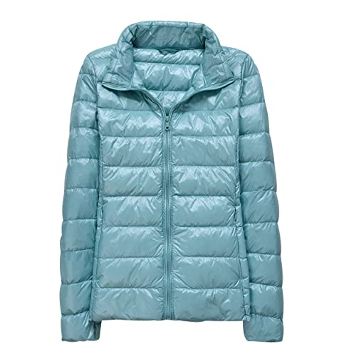 Leichte Daunenjacke Damen Leicht Packbar Puffer Jacke Steppjacke Damen Übergangsjacke Federleichte Dünne Daunenmantel Damen Leichter Puffer Mantel Down Jacket Daunen Women Warme Pufferjacke Blau 4XL von Peuignao