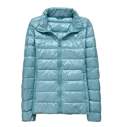 Leichte Daunenjacke Damen Leicht Packbar Puffer Jacke Steppjacke Damen Übergangsjacke Federleichte Dünne Daunenmantel Damen Leichter Puffer Mantel Down Jacket Daunen Women Warme Pufferjacke Blau XXL von Peuignao