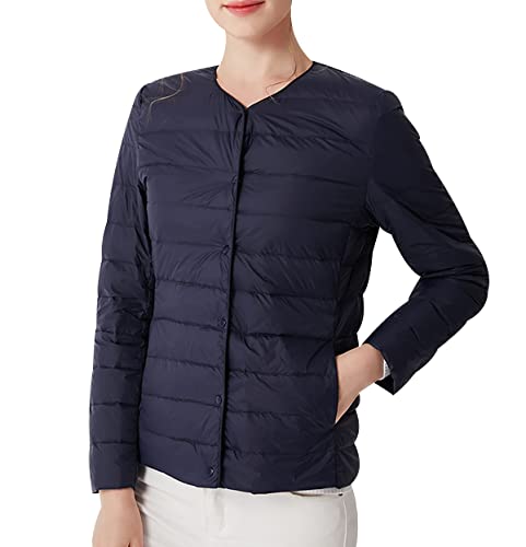 Leichte Daunenjacke Damen Leicht Puffer Jacke Federleichte Dünne Packbare Leichter Daunenmantel Damen Lightweight Steppjacke Übergangsjacke Puffer Mantel Down Jacket Daunen Women Pufferjacke Marine M von Peuignao