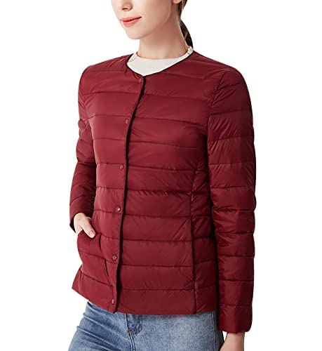 Leichte Daunenjacke Damen Leicht Puffer Jacke Federleichte Dünne Packbare Leichter Daunenmantel Damen Lightweight Steppjacke Übergangsjacke Puffer Mantel Down Jacket Daunen Women Pufferjacke Rot M von Peuignao